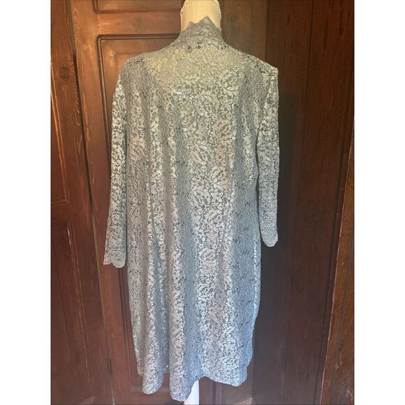 R+M Richards Turquoise Sequined Lace  Jacket & Top Womens 14 Open Front - Picture 4 of 8